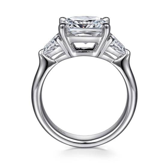 14K White Gold Princess Cut Three Stone Diamond Engagement Ring angle 2
