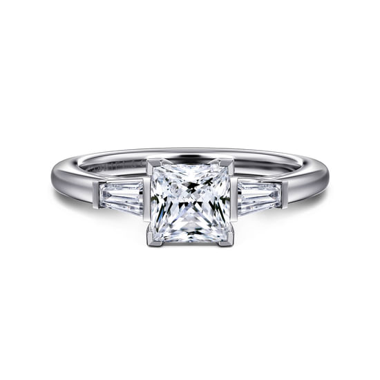 Gabriel - 14K White Gold Princess Cut Three Stone Diamond Engagement Ring