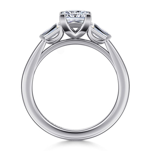 14K White Gold Princess Cut Three Stone Diamond Engagement Ring