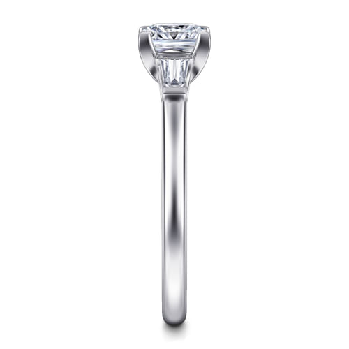 14K White Gold Princess Cut Three Stone Diamond Engagement Ring