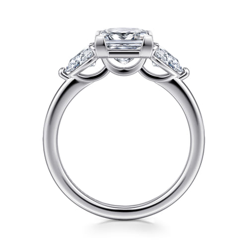 14K White Gold Princess Cut Three Stone Diamond Engagement Ring