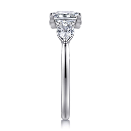 14K White Gold Princess Cut Three Stone Diamond Engagement Ring