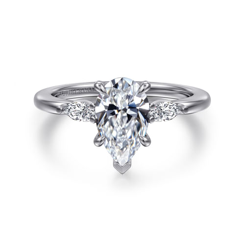14K White Gold Princess Cut Three Stone Diamond Engagement Ring