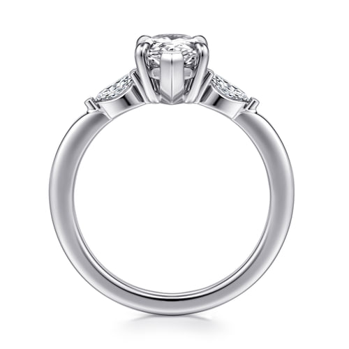 14K White Gold Princess Cut Three Stone Diamond Engagement Ring