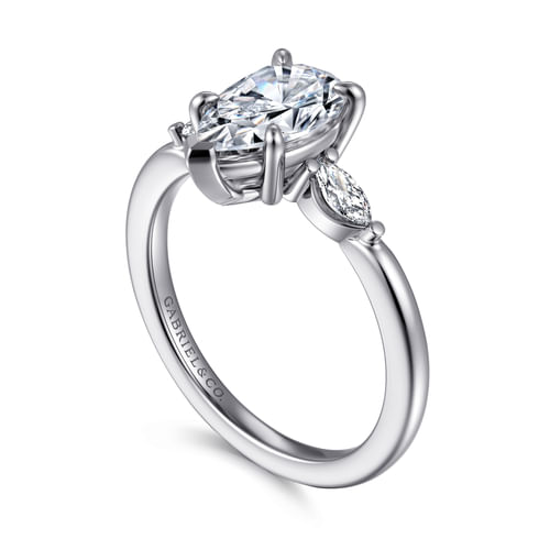 14K White Gold Princess Cut Three Stone Diamond Engagement Ring