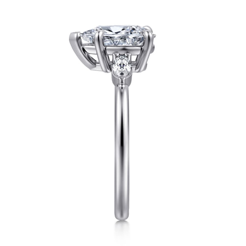 14K White Gold Princess Cut Three Stone Diamond Engagement Ring