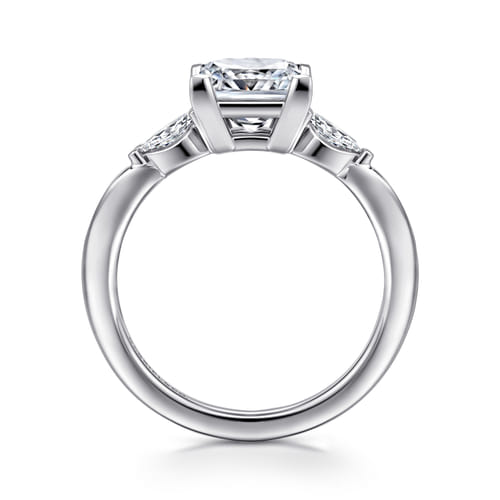 14K White Gold Princess Cut Three Stone Diamond Engagement Ring