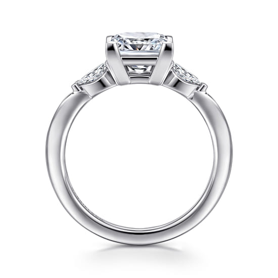 14K White Gold Princess Cut Three Stone Diamond Engagement Ring angle 2