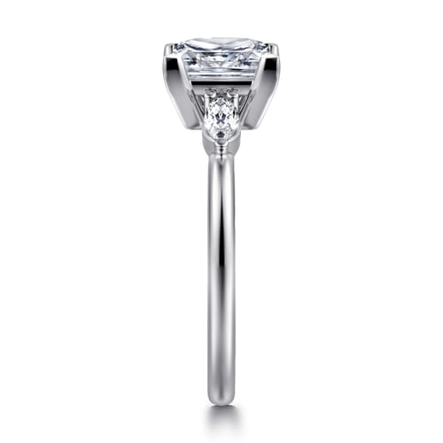 14K White Gold Princess Cut Three Stone Diamond Engagement Ring