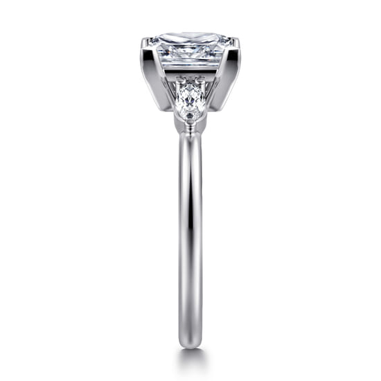 14K White Gold Princess Cut Three Stone Diamond Engagement Ring angle 5