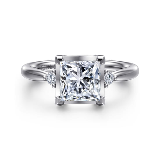 Gabriel - 14K White Gold Princess Cut Three Stone Diamond Engagement Ring
