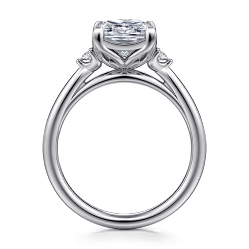 14K White Gold Princess Cut Three Stone Diamond Engagement Ring