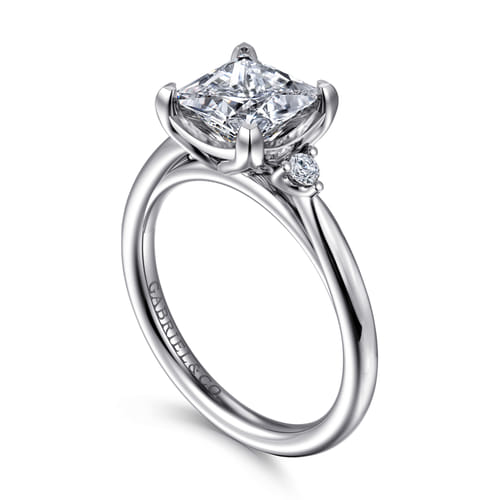 14K White Gold Princess Cut Three Stone Diamond Engagement Ring