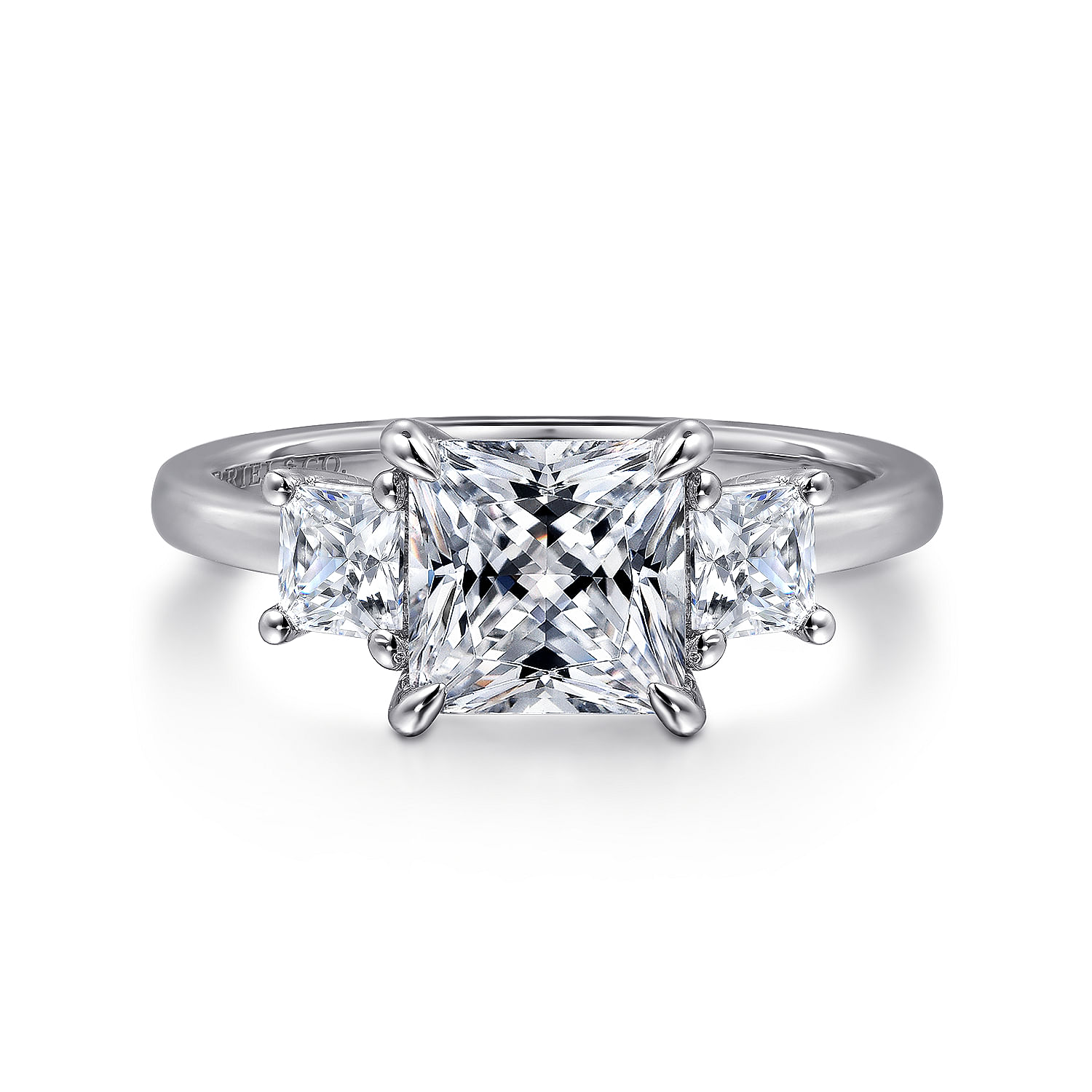 Gabriel - 14K White Gold Princess Cut Three Stone Diamond Engagement Ring