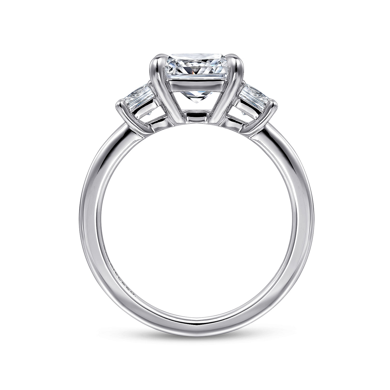 14K White Gold Princess Cut Three Stone Diamond Engagement Ring