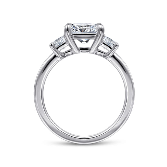 14K White Gold Princess Cut Three Stone Diamond Engagement Ring angle 2