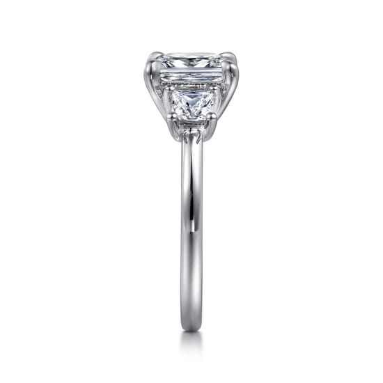 14K White Gold Princess Cut Three Stone Diamond Engagement Ring angle 5