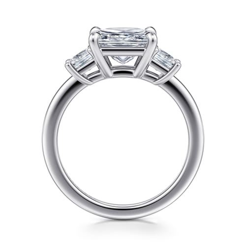 14K White Gold Princess Cut Three Stone Diamond Engagement Ring