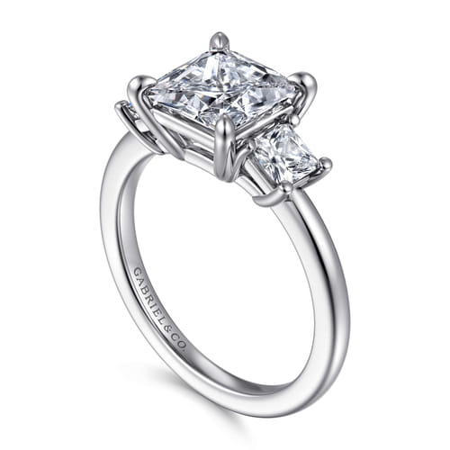 14K White Gold Princess Cut Three Stone Diamond Engagement Ring
