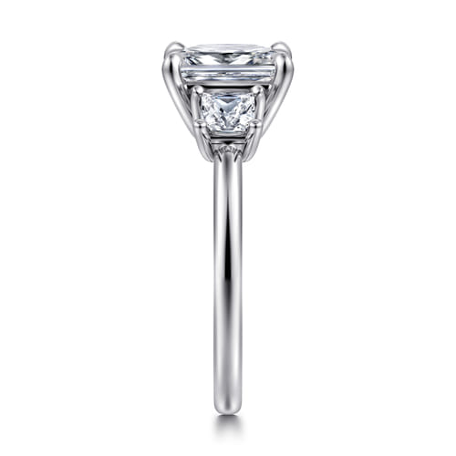 14K White Gold Princess Cut Three Stone Diamond Engagement Ring