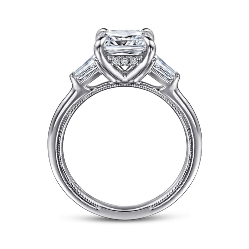 14K White Gold Princess Cut Three Stone Diamond Engagement Ring