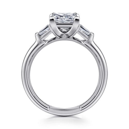 14K White Gold Princess Cut Three Stone Diamond Engagement Ring