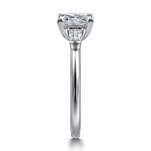 14K White Gold Princess Cut Three Stone Diamond Engagement Ring
