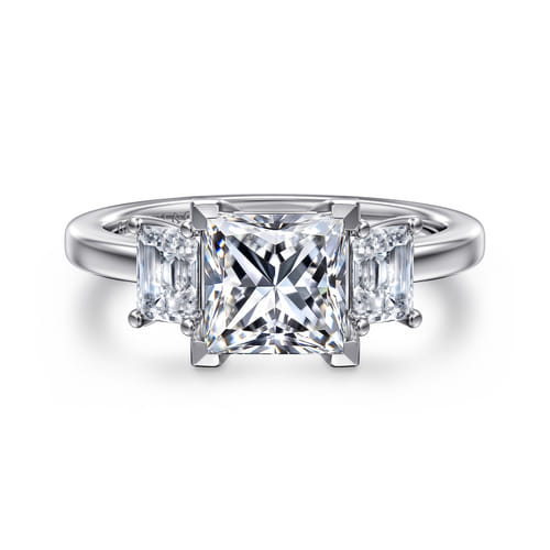 14K White Gold Princess Cut Three Stone Diamond Engagement Ring 14K White Gold Princess Cut Three Stone Diamond Engagement Ring