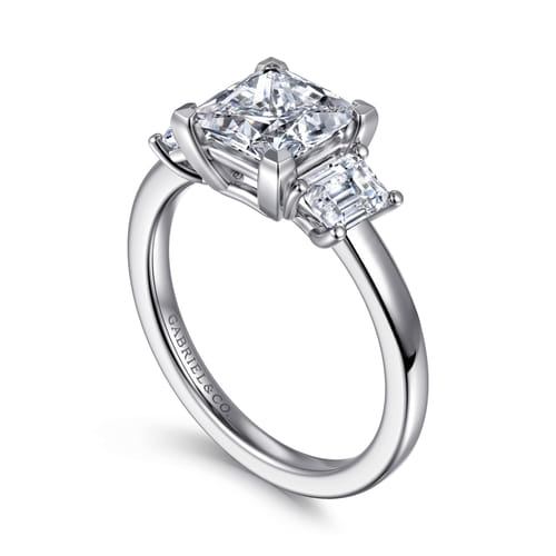 14K White Gold Princess Cut Three Stone Diamond Engagement Ring 14K White Gold Princess Cut Three Stone Diamond Engagement Ring