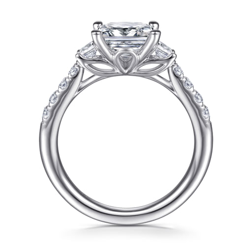 14K White Gold Princess Cut Three Stone Diamond Engagement Ring