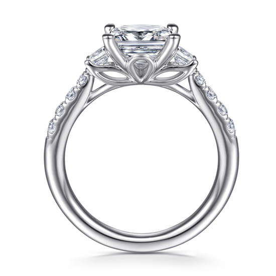 14K White Gold Princess Cut Three Stone Diamond Engagement Ring angle 2