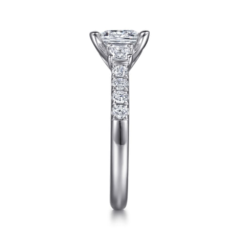 14K White Gold Princess Cut Three Stone Diamond Engagement Ring
