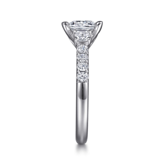 14K White Gold Princess Cut Three Stone Diamond Engagement Ring angle 5