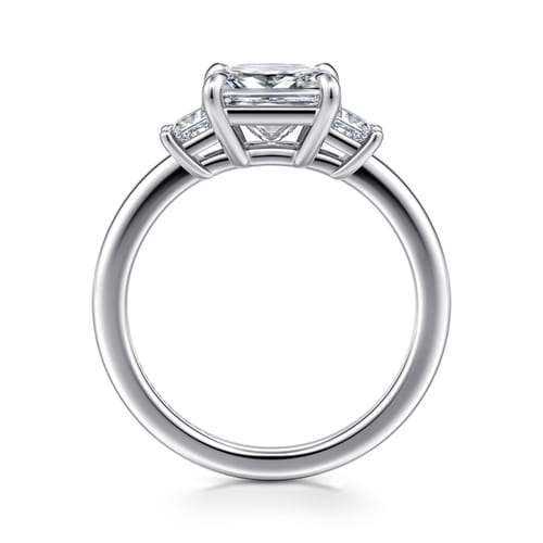 14K White Gold Princess Cut Three Stone Diamond Engagement Ring