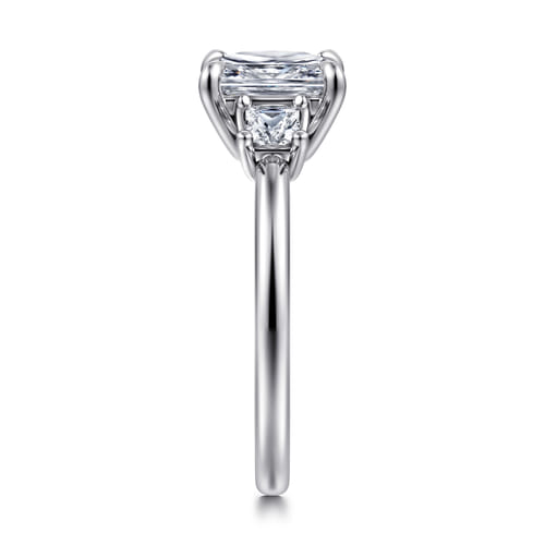 14K White Gold Princess Cut Three Stone Diamond Engagement Ring