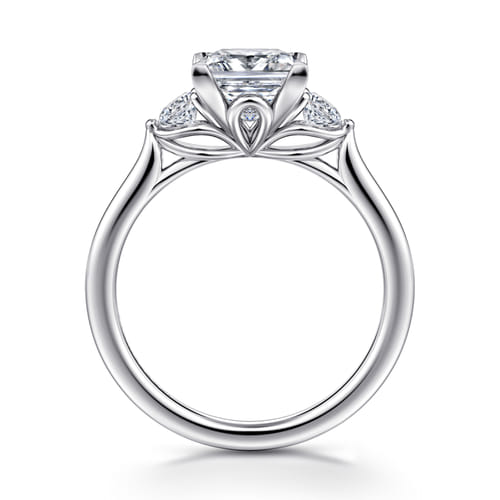 14K White Gold Princess Cut Three Stone Lotus Diamond Engagement Ring 14K White Gold Princess Cut Three Stone Lotus Diamond Engagement Ring