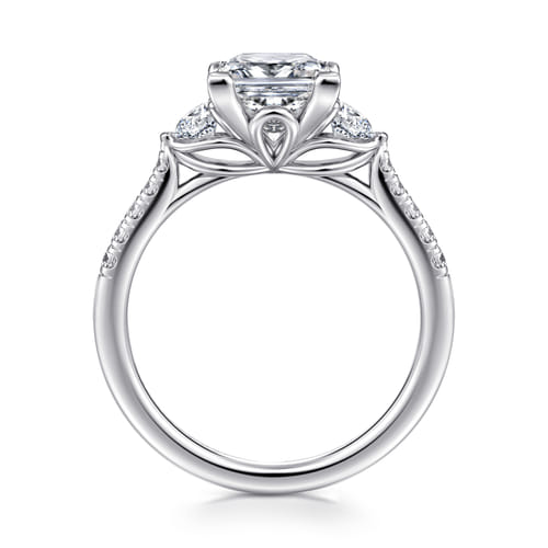 14K White Gold Princess Cut Three Stone Lotus Diamond Engagement Ring 14K White Gold Princess Cut Three Stone Lotus Diamond Engagement Ring