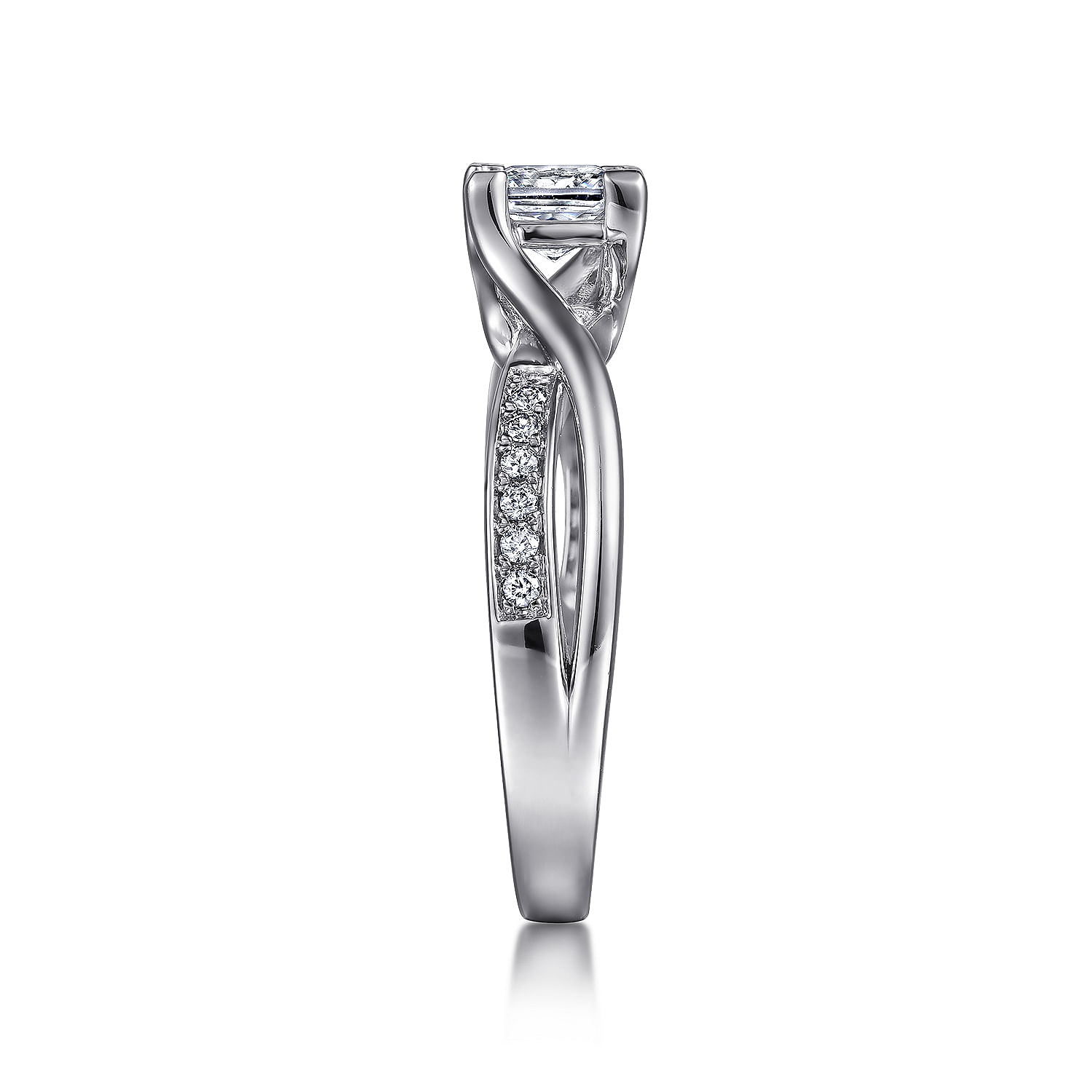 14K White Gold Princess Cut Twisted Diamond Engagement Ring