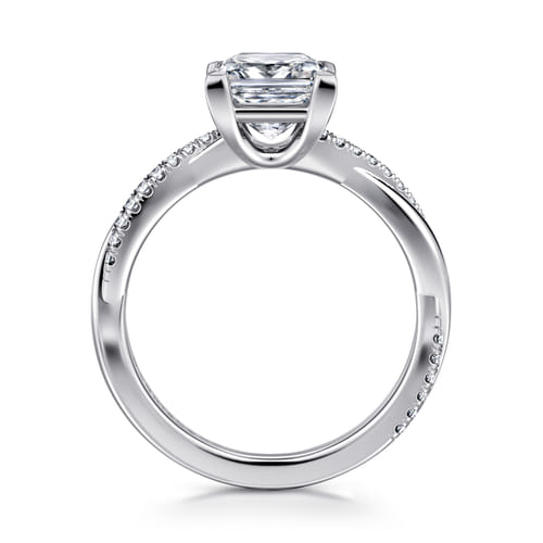 14K White Gold Princess Cut Twisted Diamond Engagement Ring