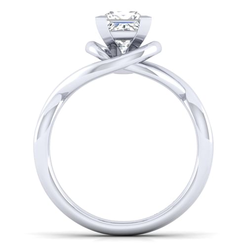 14K White Gold Princess Cut Twisted Diamond Engagement Ring