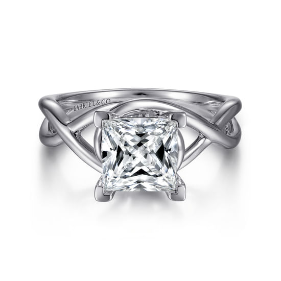 Gabriel - 14K White Gold Princess Cut Twisted Diamond Engagement Ring