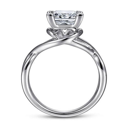 14K White Gold Princess Cut Twisted Diamond Engagement Ring