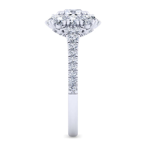 14K White Gold Princess Double Halo Diamond Engagement Ring