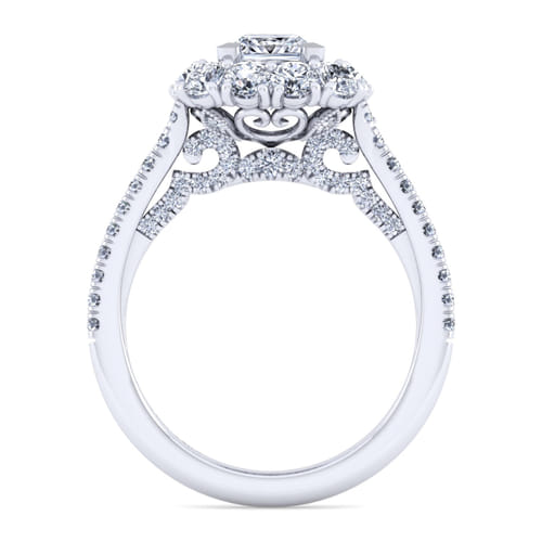 14K White Gold Princess Double Halo Diamond Engagement Ring 14K White Gold Princess Double Halo Diamond Engagement Ring