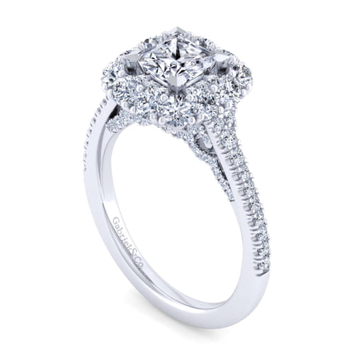 14K White Gold Princess Double Halo Diamond Engagement Ring 14K White Gold Princess Double Halo Diamond Engagement Ring