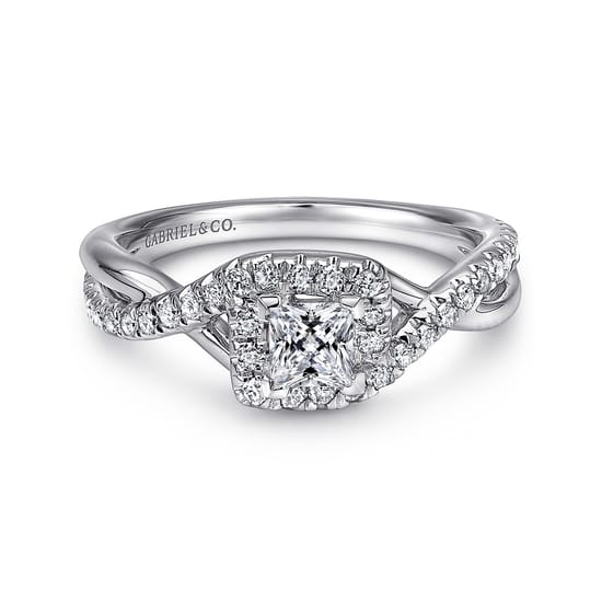 Gabriel - 14K White Gold Princess Halo Complete Diamond Engagement Ring