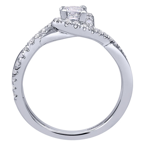 14K White Gold Princess Halo Complete Diamond Engagement Ring