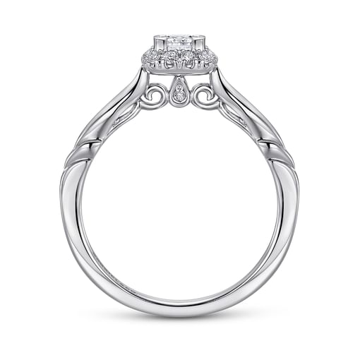 14K White Gold Princess Halo Complete Diamond Engagement Ring