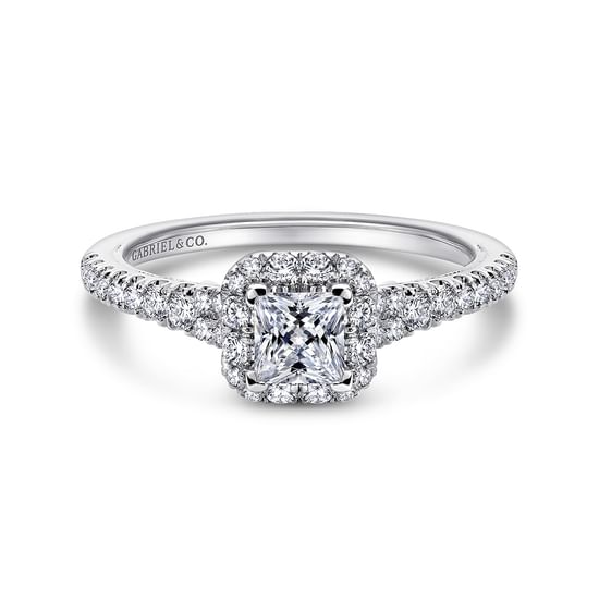 Gabriel - 14K White Gold Princess Halo Complete Diamond Engagement Ring
