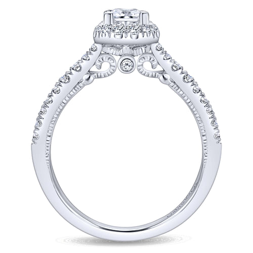 14K White Gold Princess Halo Complete Diamond Engagement Ring